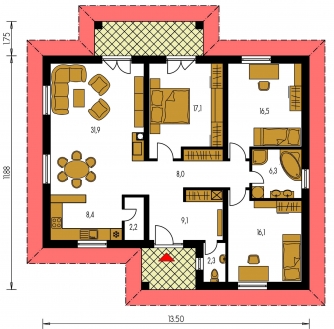 Floor plan of ground floor - BUNGALOW 2